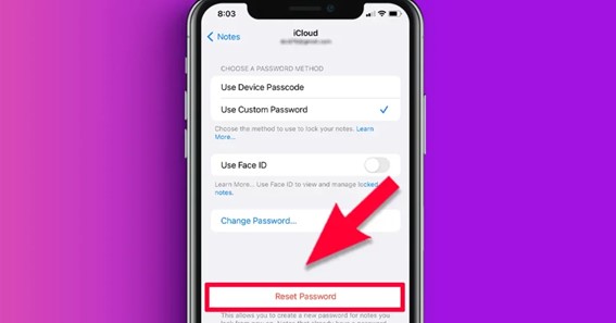 how to reset notes password