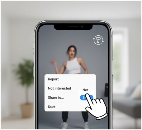 Use the ‘Not Interested’ Option- how to reset tiktok fyp